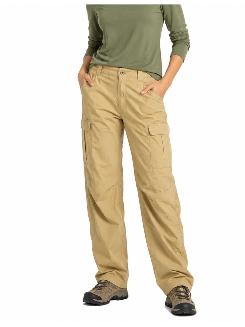 L.L. Bean Tan Nylon Pockets Casual Capri Pants Size 10